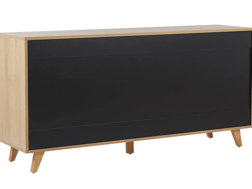 Aparador Com 3 Gavetas E 2 Portas Cor De Madeira Clara E Branco Ilion