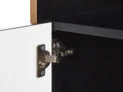 Aparador Com 3 Gavetas E 2 Portas Cor De Madeira Clara E Branco Ilion