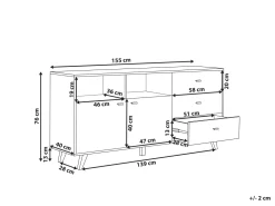 Aparador Com 3 Gavetas E 2 Portas Cor De Madeira Clara E Branco Ilion