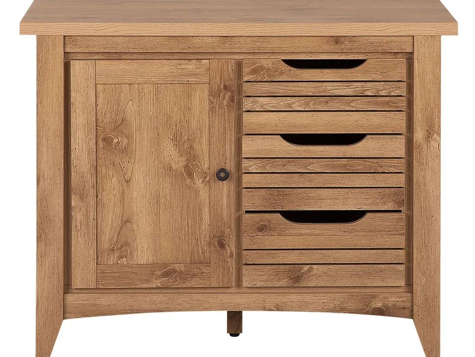 Aparador Com 3 Gavetas E 1 Porta Cor De Madeira Clara Agora