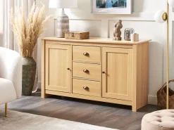 Aparador Com 3 Gavetas E 2 Portas Cor De Madeira Clara Lansin