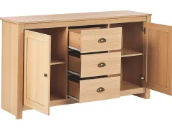 Aparador Com 3 Gavetas E 2 Portas Cor De Madeira Clara Lansin