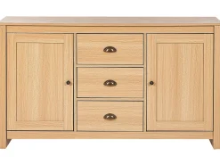 Aparador Com 3 Gavetas E 2 Portas Cor De Madeira Clara Lansin