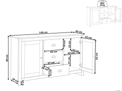 Aparador Com 3 Gavetas E 2 Portas Cor De Madeira Clara Lansin