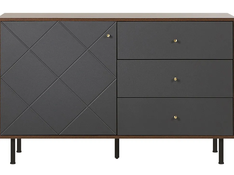 Aparador Com 3 Gavetas E 1 Porta Em Madeira Clara E Cinzento Palmer