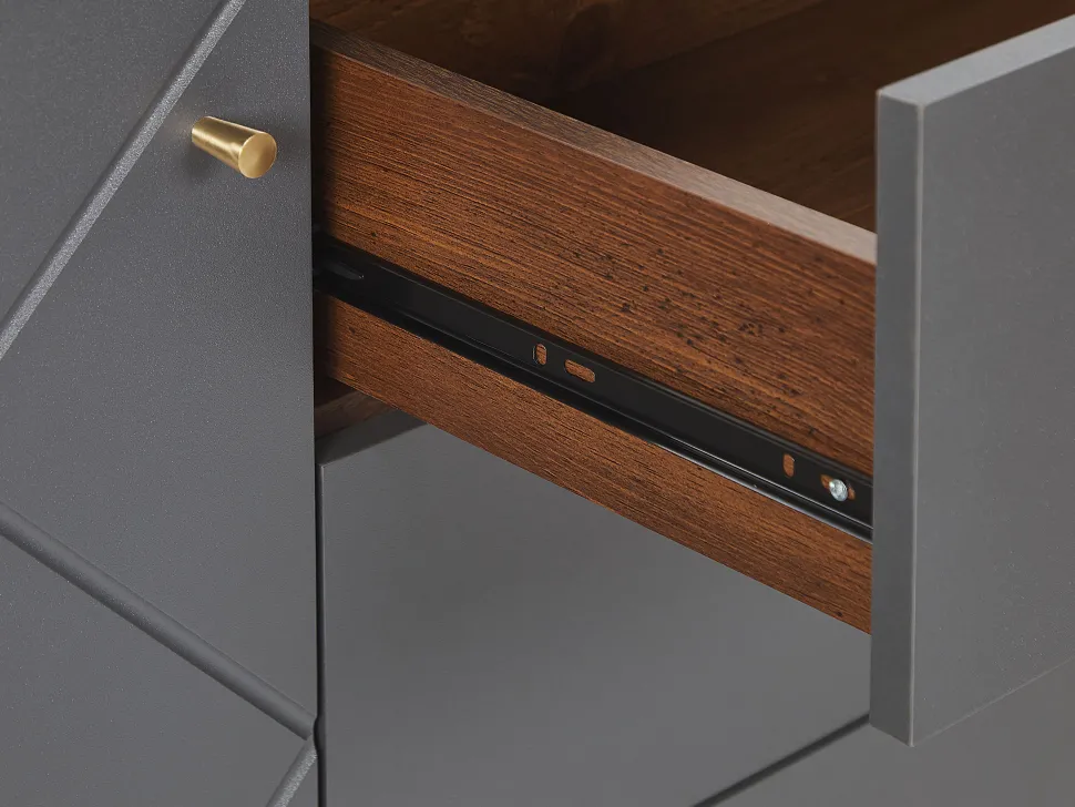 Aparador Com 3 Gavetas E 1 Porta Em Madeira Clara E Cinzento Palmer