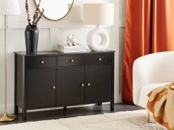 Aparador Com 3 Gavetas E 3 Portas Preto Olate