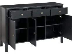 Aparador Com 3 Gavetas E 3 Portas Preto Olate