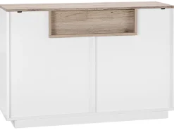 Aparador Com 2 Gavetas E 1 Porta Branco E Cor De Madeira Clara Marlin