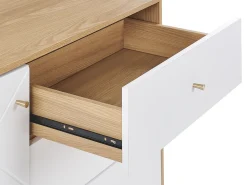 Aparador Com 3 Gavetas E 1 Porta Em Madeira Clara E Branco Palmer