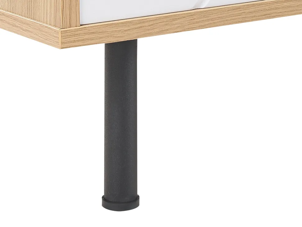 Aparador Com 3 Gavetas E 1 Porta Em Madeira Clara E Branco Palmer