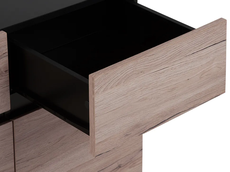 Aparador Com 3 Gavetas E 3 Portas Castanho Claro E Preto Sydney