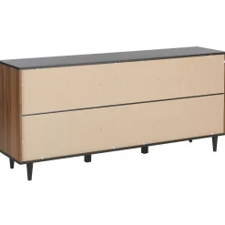 Aparador Com 3 Gavetas E 2 Portas Preto E Cor De Madeira Escura Kuro