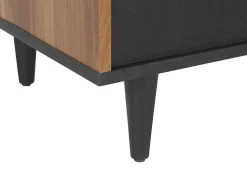 Aparador Com 3 Gavetas E 2 Portas Preto E Cor De Madeira Escura Kuro