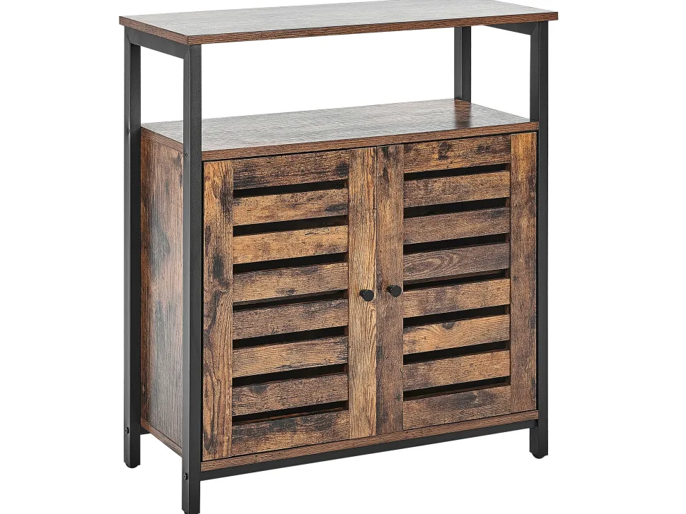 Aparador Com 2 Porta Castanho Escuro E Preto Vilseck