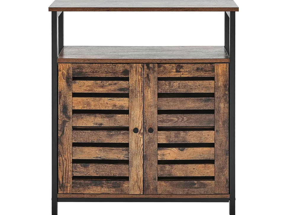 Aparador Com 2 Porta Castanho Escuro E Preto Vilseck