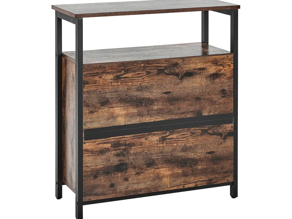 Aparador Com 2 Porta Castanho Escuro E Preto Vilseck