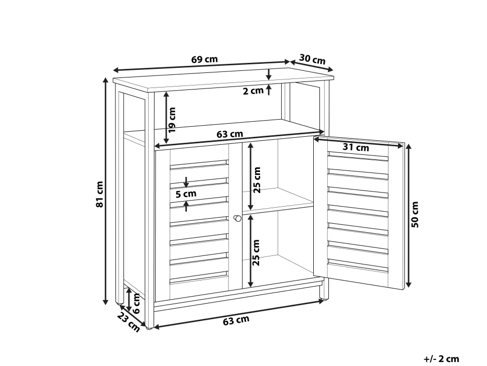 Aparador Com 2 Porta Castanho Escuro E Preto Vilseck