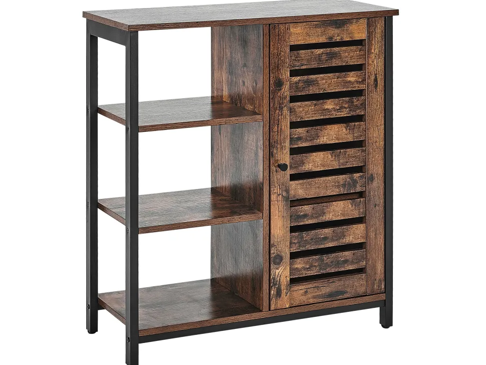 Aparador Com 1 Porta Castanho Escuro E Preto Vilseck