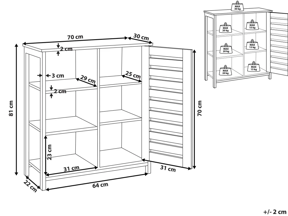 Aparador Com 1 Porta Castanho Escuro E Preto Vilseck