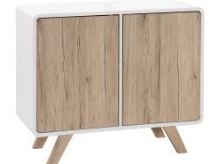 Aparador Com 2 Portas Branco E Cor De Madeira Clara Milo