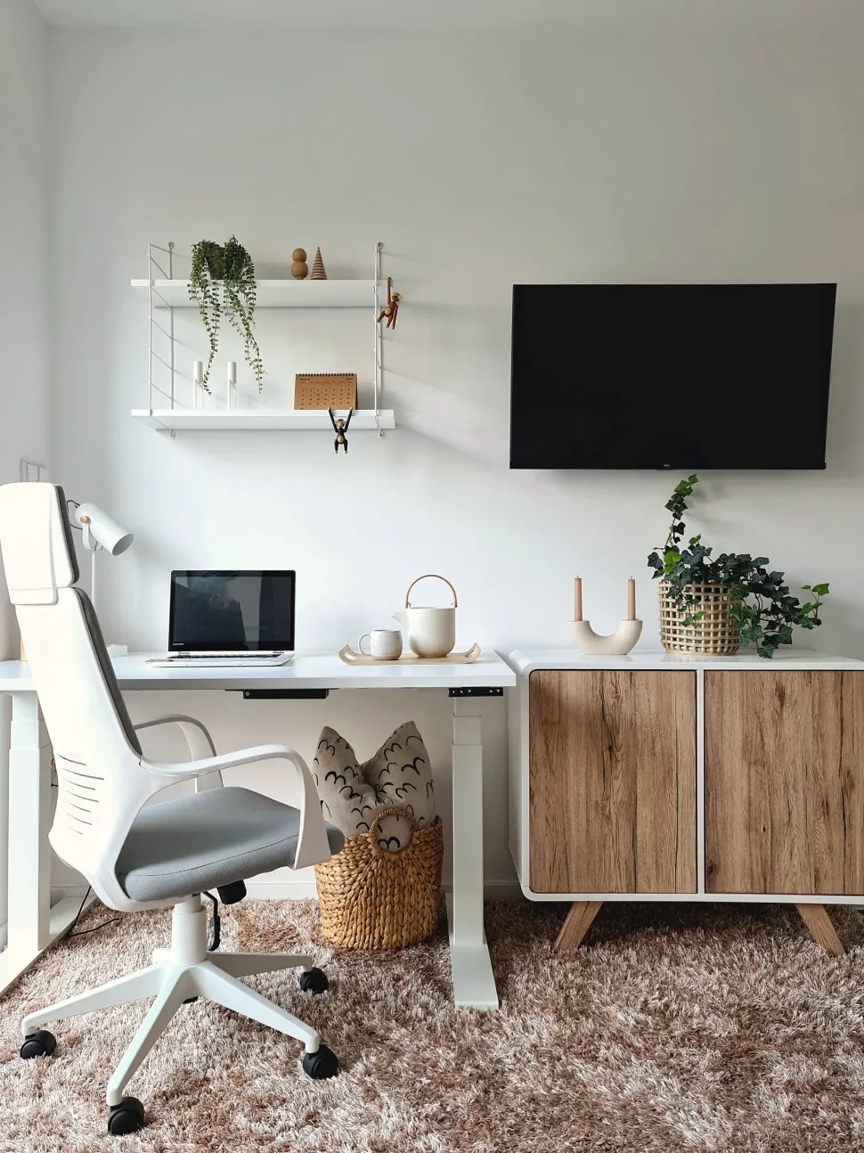 Aparador Com 2 Portas Branco E Cor De Madeira Clara Milo