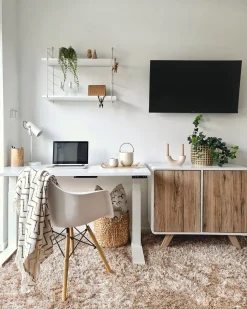 Aparador Com 2 Portas Branco E Cor De Madeira Clara Milo