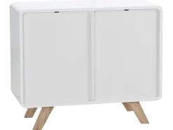 Aparador Com 2 Portas Branco E Cor De Madeira Clara Milo