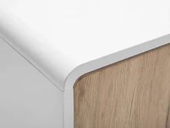 Aparador Com 2 Portas Branco E Cor De Madeira Clara Milo