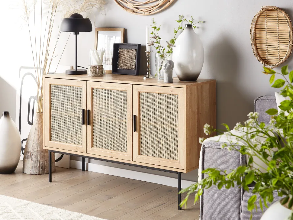 Aparador Com 3 Portas Castanho Claro Pasco