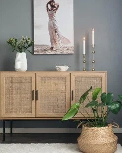 Aparador Com 3 Portas Castanho Claro Pasco