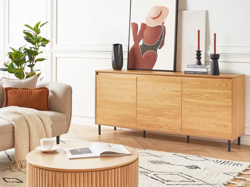 Aparador Com 3 Portas Cor De Madeira Clara Nikea