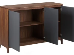 Aparador Com 3 Portas Cor De Madeira Escura Com Cinzento Medfort