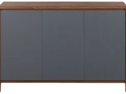 Aparador Com 3 Portas Cor De Madeira Escura Com Cinzento Medfort
