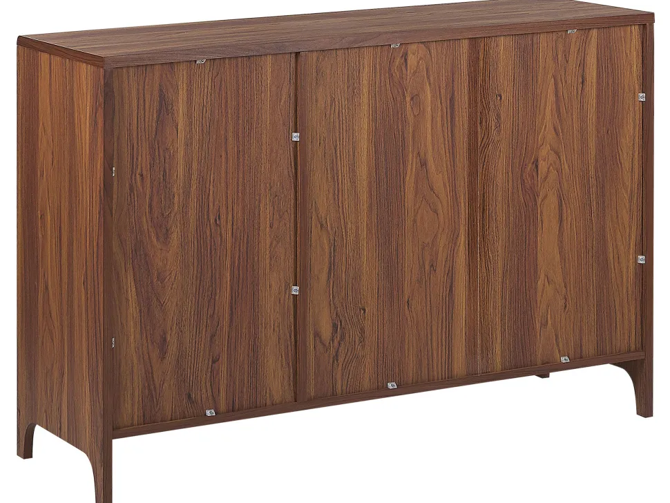 Aparador Com 3 Portas Cor De Madeira Escura Com Cinzento Medfort