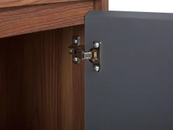 Aparador Com 3 Portas Cor De Madeira Escura Com Cinzento Medfort