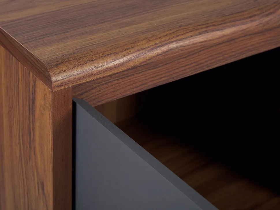 Aparador Com 3 Portas Cor De Madeira Escura Com Cinzento Medfort