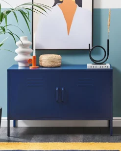 Aparador Com 2 Portas De Metal Azul Marinho Uria