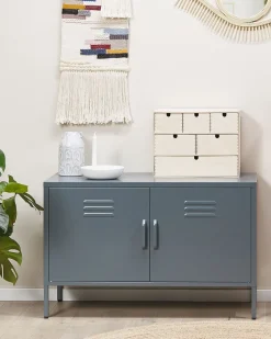 Aparador Com 2 Portas De Metal Cinzento Uria