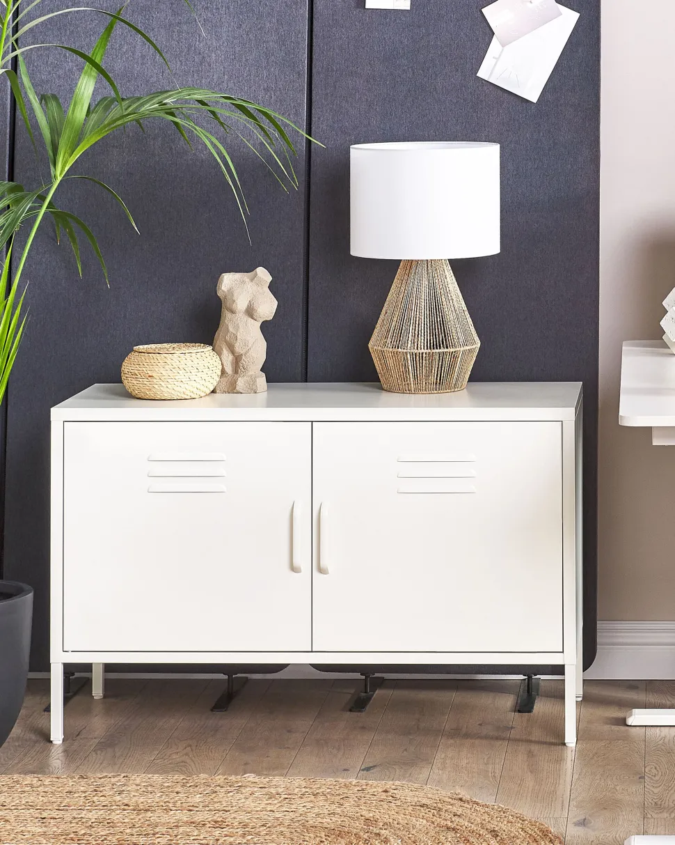 Aparador Com 2 Portas De Metal Branco Uria