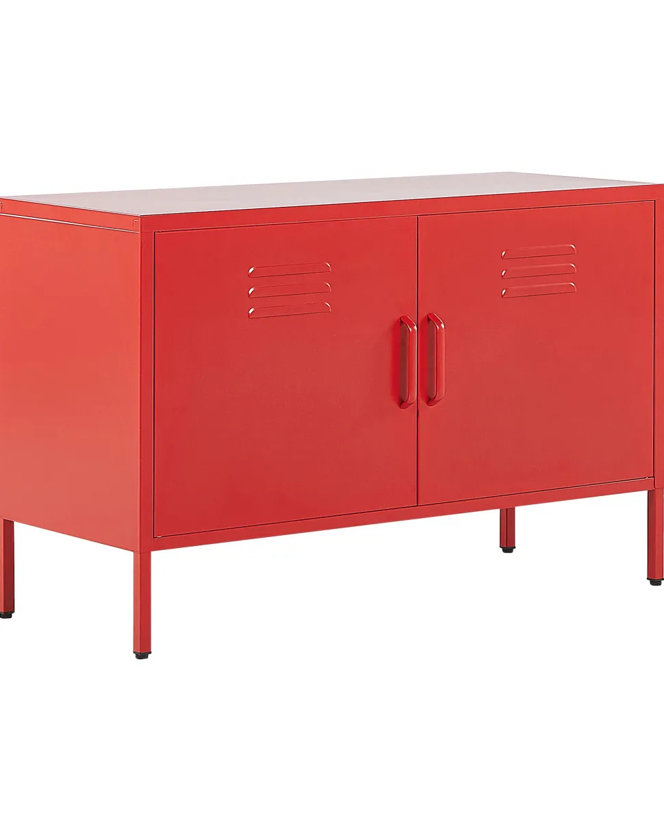 Aparador Com 2 Portas De Metal Vermelho Uria