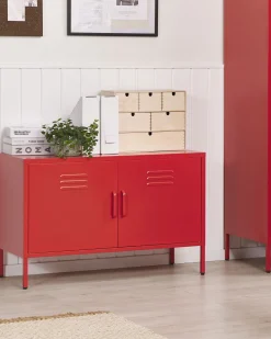 Aparador Com 2 Portas De Metal Vermelho Uria