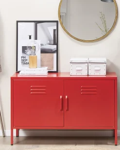 Aparador Com 2 Portas De Metal Vermelho Uria