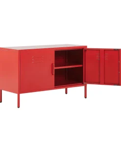 Aparador Com 2 Portas De Metal Vermelho Uria