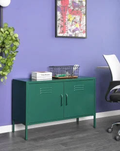 Aparador Com 2 Portas De Metal Verde Uria