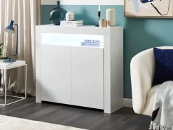 Aparador Com 2 Portas E Led Branco Covina