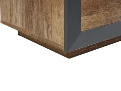 Aparador Com 2 Portas E Led Em Madeira Clara E Preto Marana