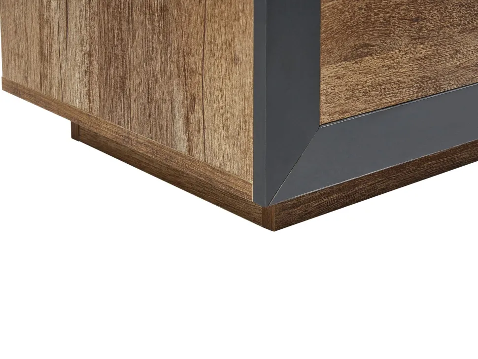 Aparador Com 2 Portas E Led Em Madeira Clara E Preto Marana