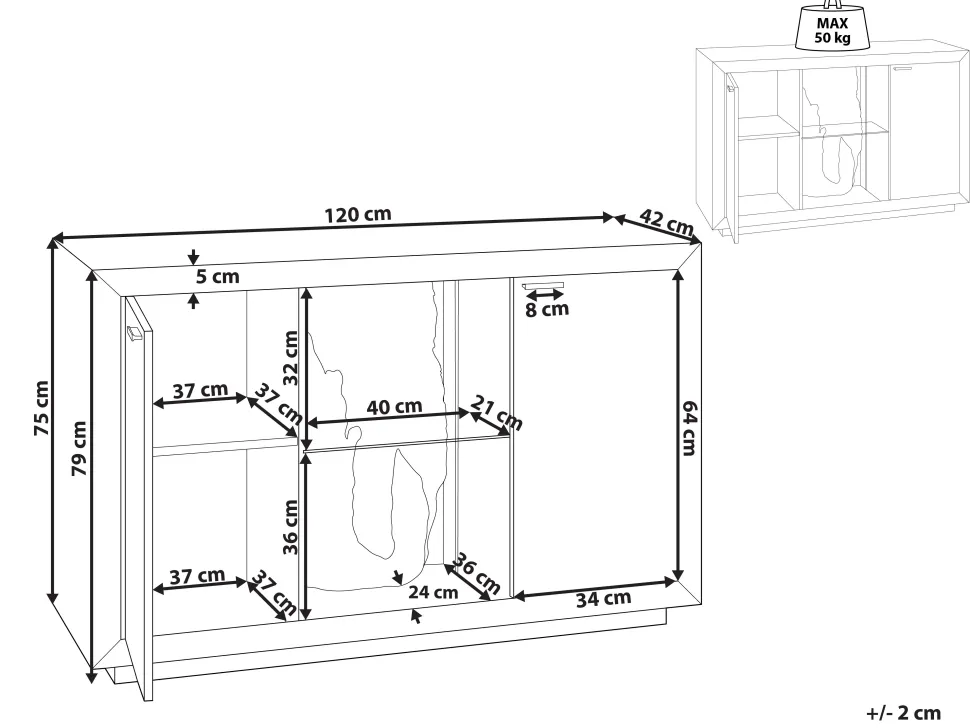 Aparador Com 2 Portas E Led Em Madeira Clara E Preto Marana