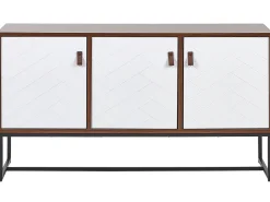Aparador Com 3 Portas Em Madeira Escura E Branco Nueva
